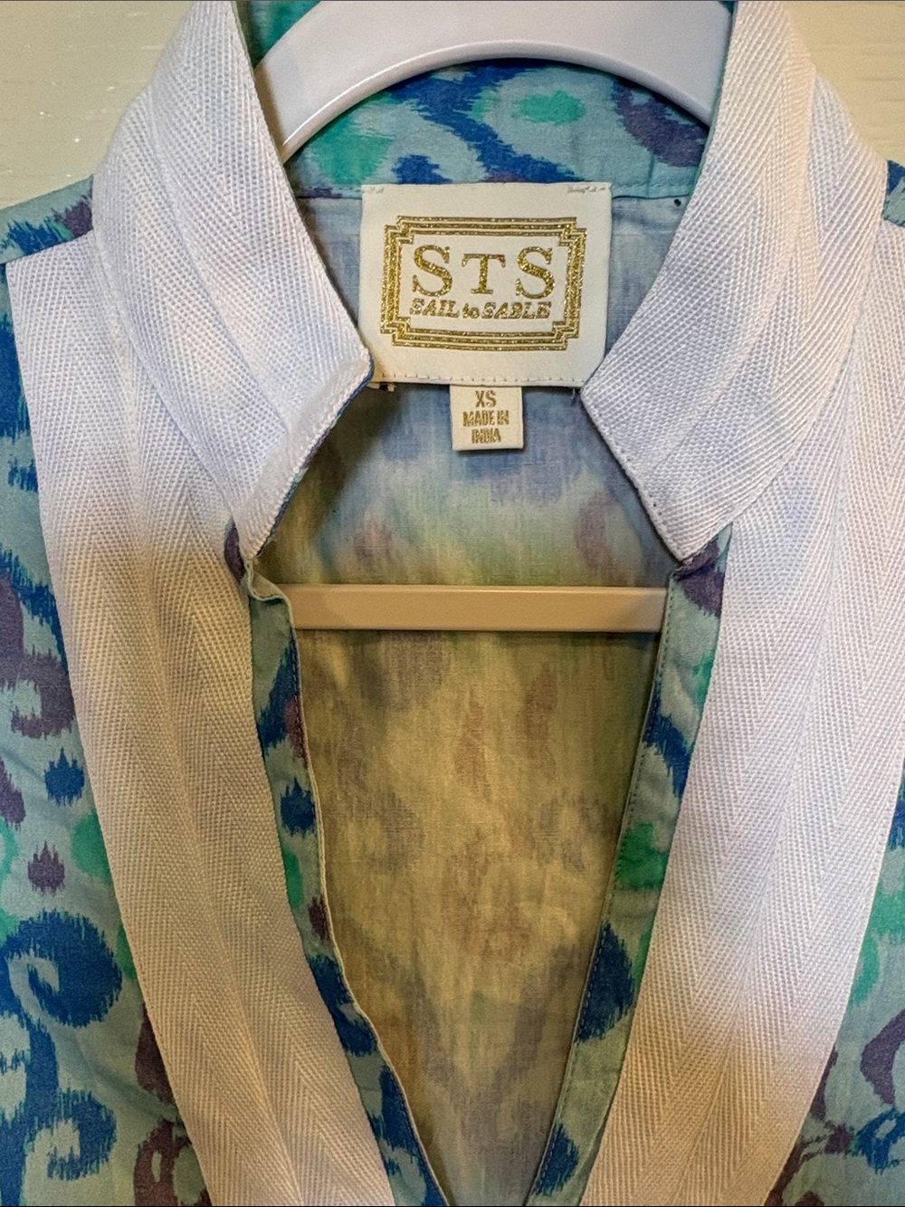 Sail to Sable | Blue & Green 100% Cotton Long Sleeve Caftan - Picture 10 of 16